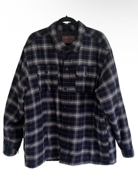 Rugged Elements Navy Blue Plaid Quilted Shirt Jacket XXL